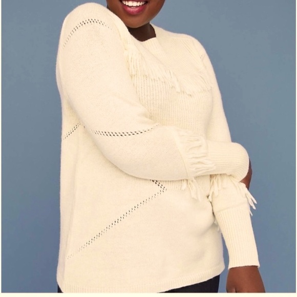 Lane Bryant cream fringed sweater size 14/16 NWT - Picture 3 of 15